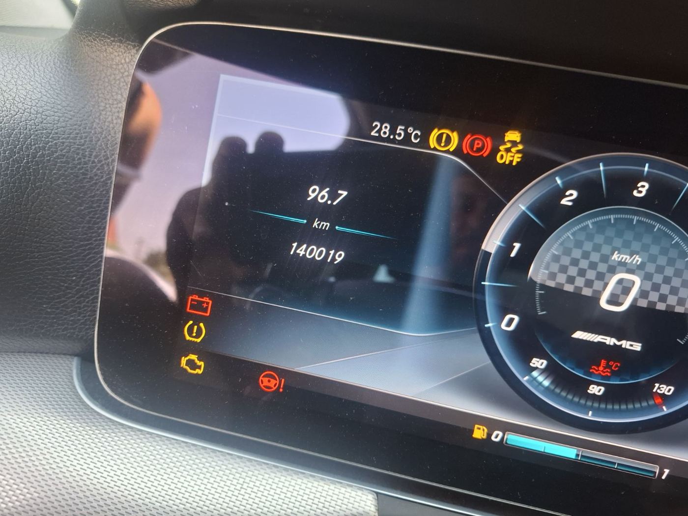 Warning lights on an AMG instrument cluster